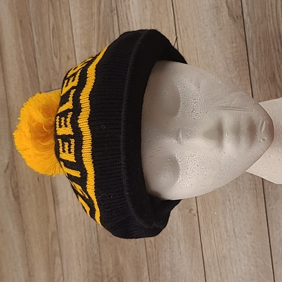 RARE Vintage Pittsburgh Steelers Winter Hat Beanie Knit Cap Pom Tam Beret Unisex - Picture 1 of 9